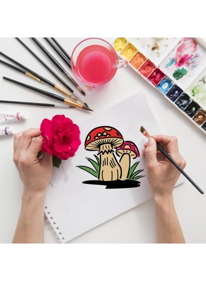 20 Pieces Mushroom Mould, Reusable Boho Mushroom Flowers Moon Moulds for Painting on Wood, Fabric, Tile, Book Porcelain, Fabric and Pillows DIY Decorations Craft Projects (20 Pieces Mushroom 5.1) - Image 3